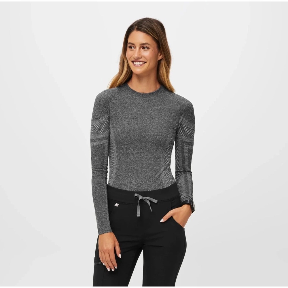 Figs Threads for Threads Seamless Long Sleeve Top Gray Small Raglan Activewear